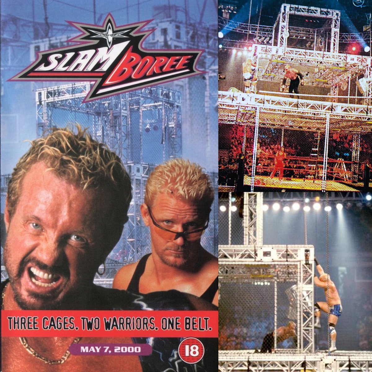 WCW Slamboree #OTD in 2000! Who remembers this absolutely crazy Triple Cage Match with @RealJeffJarrett and David Arquette? #OnThisDay #Throwback #WCW