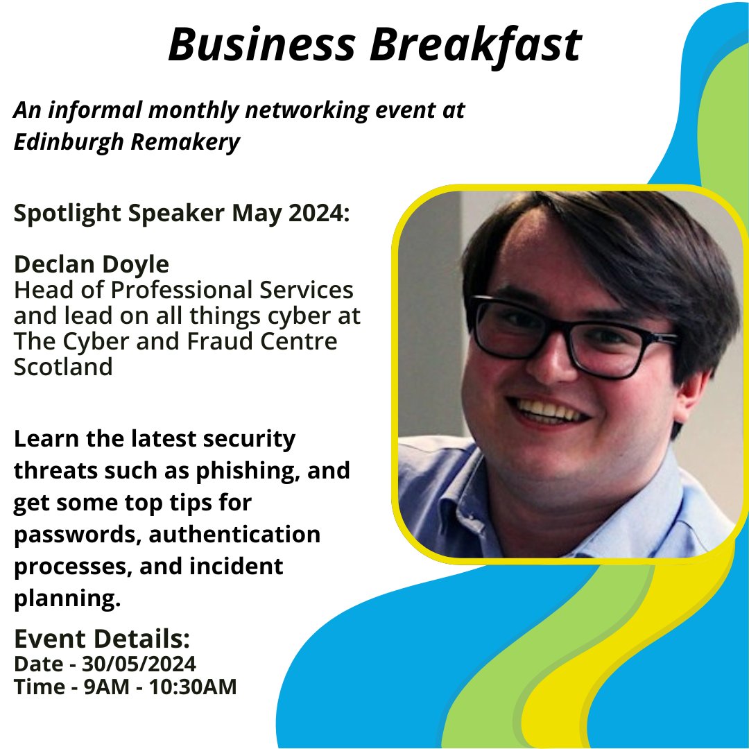 EdinRemakery's tweet image. Join us on Thursday the 30th of May for our upcoming Business Breakfast ☕🥐

Click the link to book your ticket now 💚
ow.ly/u6mw50Rykrm..

#BusinessBreakfast #Networking #NetworkingWithAPurpose #NetworkingForGood #WasteLessLiveMore #Remakeadifference #Edinburgh #Scotland