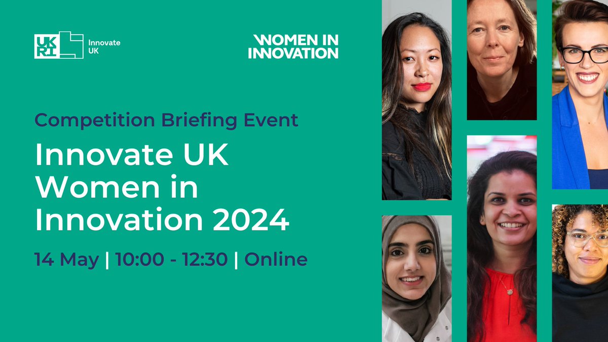 Applications for @InnovateUK Women in Innovation Awards 2024/25 will open on 13th May. Up to £75k grant funding available to innovators, with business coaching, networking and more 💥 📅 14 May | 10:00 - 12:30 | Online 🔗 Briefing Event: bit.ly/WomenInnovateB… #WomenInnovate