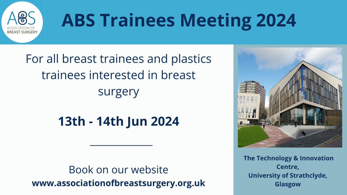 Are you a surgical trainee interested in a career in Breast Surgery? Book a place on the ABS Trainees Meeting to take part in lectures, interactive discussions with faculty, and a live model mark up session. Find out more here buff.ly/3tmFdOK