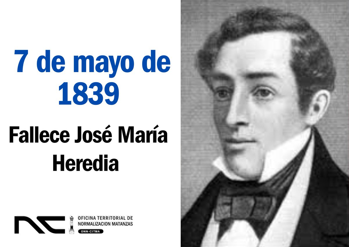 José María Heredia fue un poeta, periodista, dramaturgo y abogado cubano; es considerado el primer poeta romántico de América.
Fue también un destacado humanista, fiscal, juez de letras, abogado, catedrático, historiador, traductor, periodista.
#EfeméridesDeHoy