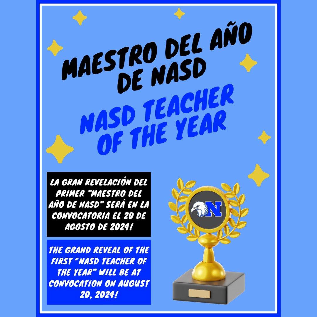 It’s National Teacher Appreciation Week, and we want to express our deepest gratitude to all the amazing teachers in NASD! Nominate your favorite teacher for the first ever NASD Teacher of the year Program! 🍎📚✨🏆 forms.gle/UE2SCt2HPigQr6…