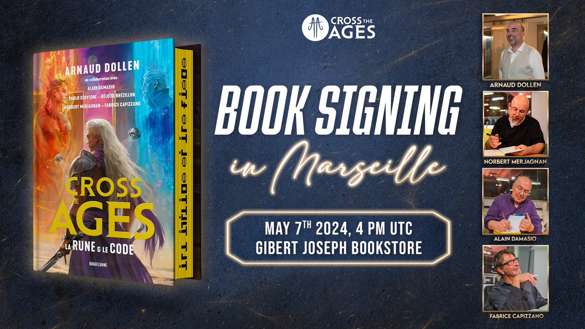 ✨ Today's the day, book lovers!📚
Join Arnaud Dollen, Alain Damasio, Norbert Merjagnan, and Fabrice Capizzano at Gibert Joseph bookstore in Marseille for an exclusive book signing event. Don’t miss your chance to meet your favorite authors!🖊️
📆When: Today, May 7th, starting at