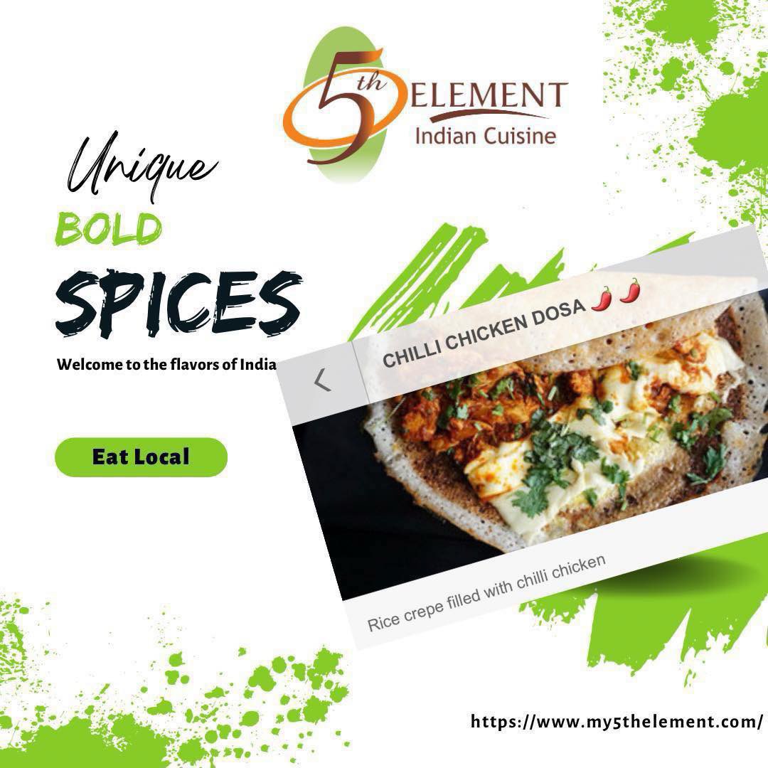Who’s excited for #tastytuesday? Join us today! 

my5thelement.com

#my5thelementpc #my5thelement  #indianfoodie #chilichickendosa #eatlocal #palmcoast #daytonabeach #indianflavors #flaglercounty #volusiacounty #tagafriend #spice #pickyourspicy