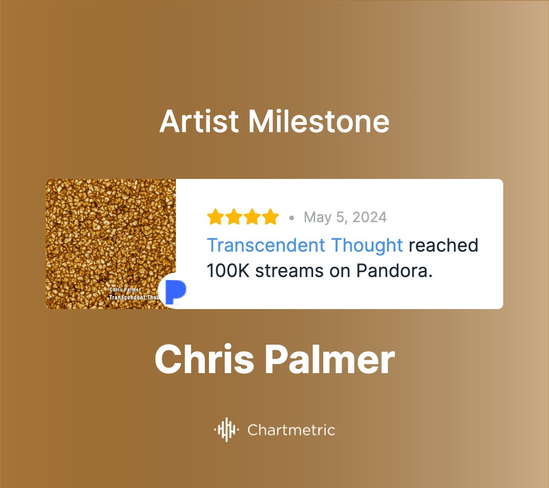 Milestone - Transcendent Thought reached 100K streams on Pandora. pandora.app.link/GtHCpDQcpJb @pandoraAMP