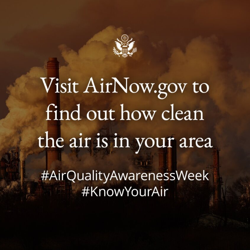 #KnowYourAir: Good air quality means easier breathing, while poor air quality can harm your health. Be proactive about checking your local air quality index. Visit airnow.gov to find out how clean the air is in your area. #AirQualityAwarenessWeek