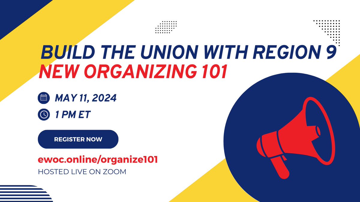 Ready to level up your union organizing skills? Join us for Region 9's exclusive Zoom training on Organizing 101! Learn how to mobilize your community, build power, and ignite change. Don't miss out. Sign up at ewoc.online/organize101 and unleash your potential! #Organizing #UAW