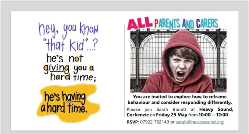 Training ⁦@heavysoundCIC⁩ on Friday 24 May, 10-12. All behaviour is communication. Details below. Please share. Thank you 🙏❤️