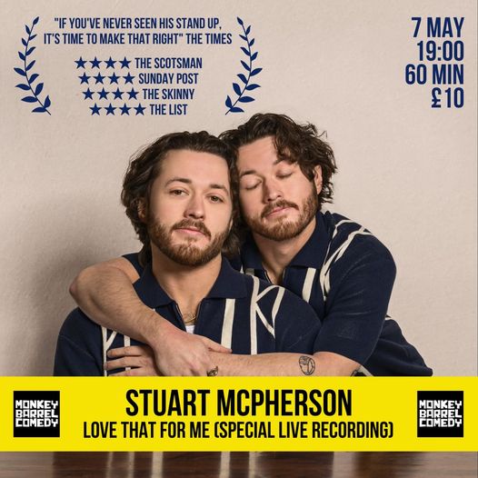✨TONIGHT ✨ A special live recording of @StuartMcP's 'relentlessly funny hour' (Sunday Post) on a rollercoaster breakup year. 'A remarkable hit rate of gags' Rolling Stone ★★★★ The Scotsman ★★★★ The Sunday Post 🎟️ event.bookitbee.com/48225/stuart-m…