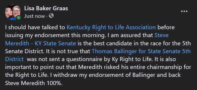 Oops. I goofed. Setting things right here. #kygov #kyleg #kysen #prolife