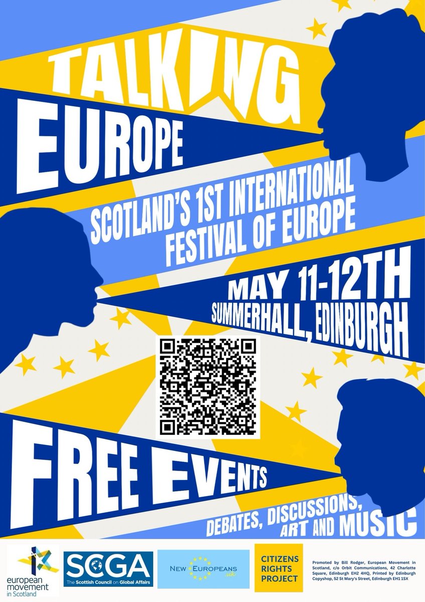 This weekend #TalkingEurope 🗣🇪🇺 gets underway at @Summerhallery 𝗚𝗲𝘁 𝘆𝗼𝘂𝗿 𝗳𝗿𝗲𝗲 𝘁𝗶𝗰𝗸𝗲𝘁𝘀 𝙣𝙤𝙬. Find out about each of the different sessions at euromovescotland.org.uk/event/talking-… covering Scotland’s place in Europe; peace & security; EU citizen rights & more.