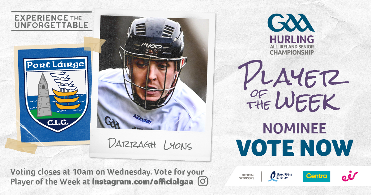The GAA (@officialgaa) on Twitter photo Lyons was on form for <a href="/WaterfordGAA/">Waterford GAA</a> in their <a href="/MunsterGAA/">Munster GAA / Comhairle na Mumhan</a> SHC draw with Tipperary. The midfield dynamo hit a huge amount of ball, put in some big tackles, and scored a fine point from play. Is he your POTW? Vote now via our Instagram stories! Lyons was on form for <a href="/WaterfordGAA/">Waterford GAA</a> in their <a href="/MunsterGAA/">Munster GAA / Comhairle na Mumhan</a> SHC draw with Tipperary. The midfield dynamo hit a huge amount of ball, put in some big tackles, and scored a fine point from play. Is he your POTW? Vote now via our Instagram stories!