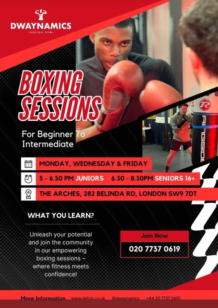 We are open! Registration can be done on the day! Boxing has many benefits for the mind, body and soul Come and meet with our Coaches We also provide private sessions. We are Raising Champions through Sport @lambeth_council @BrixtonBlog