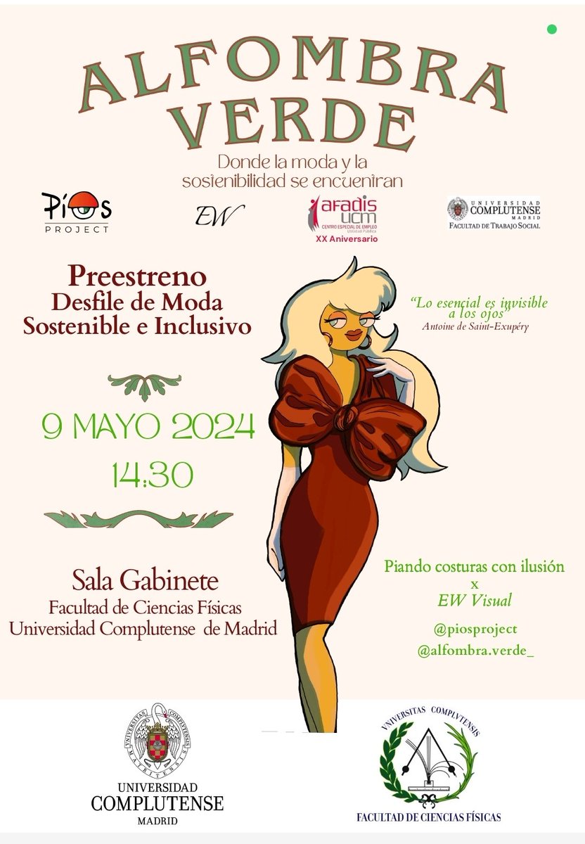 Mañana empiezan las Jornadas Universitarias ante la #EmergenciaClimática y la #CrisisEcosocial organizadas por el #VoluntariadoAmbientalUCM
🗓️ 8 y 9 mayo
📌 <a href="/Fisicas_UCM/">Facultad Físicas UCM</a> 
El último día inauguración de la exposición #ReciclArte♻️ y #DesfileInclusivo de 14:30 a 15:10
¡Os esperamos!