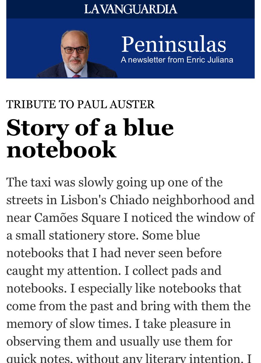 This column by ⁦@EnricJuliana⁩ has it all: the story of a 📘blue notebook, 📝Paul Auster, riches to rags in Portugal🇵🇹, Lisbon gentrification 💶and the inland countryside not as mere landscape but as opportunity for a second life🏡. Translation:👇🏻 envios-lavanguardia-com.translate.goog/optiext/optiex…