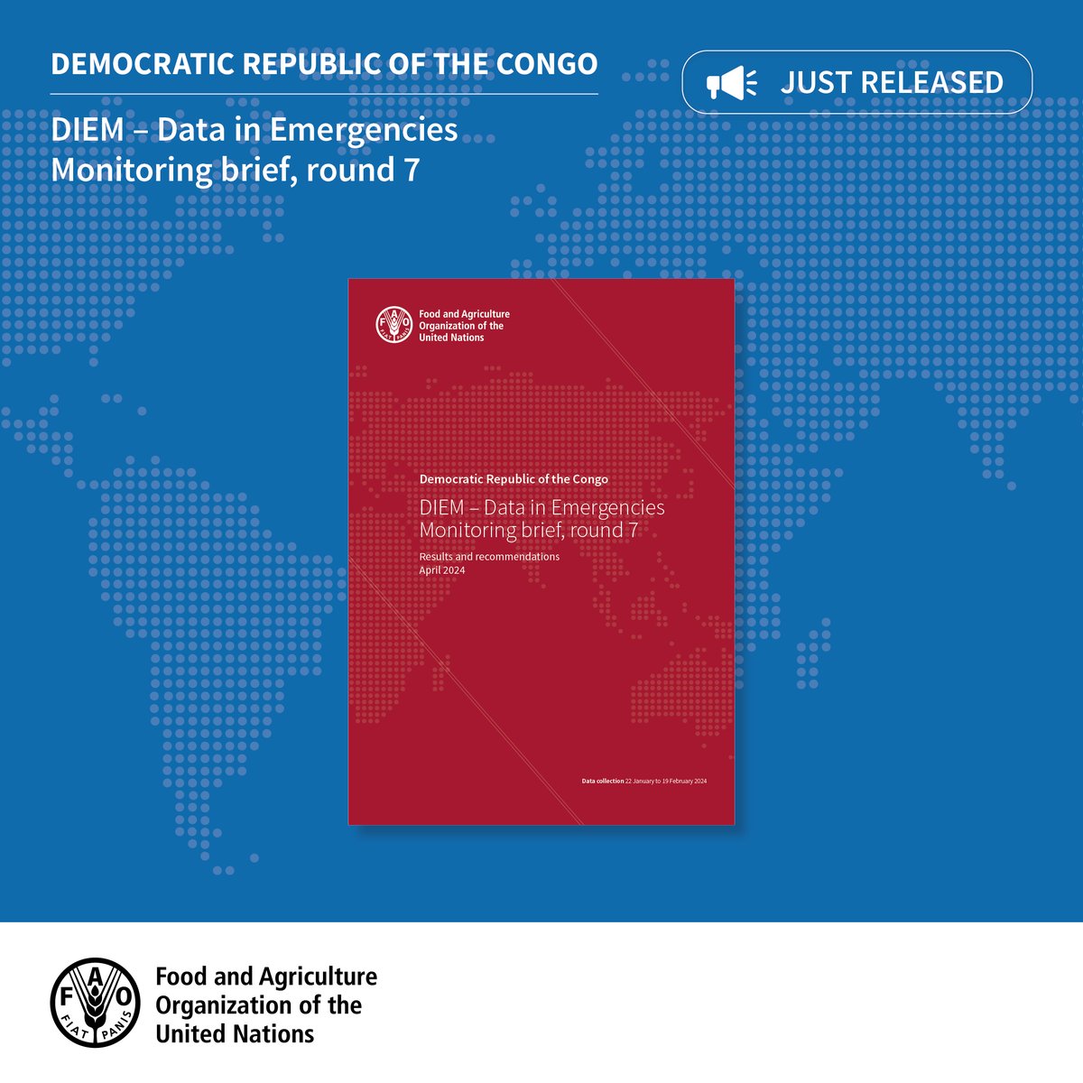 Thanks to funding from @USAIDSavesLives, results from round 7 of the @FAO #DataInEmergencies household monitoring survey in #DRCongo have been released. Learn more about the impacts of shocks on livelihoods and #FoodSecurity here 👉 bit.ly/4a9M4KM #InvestInHumanity