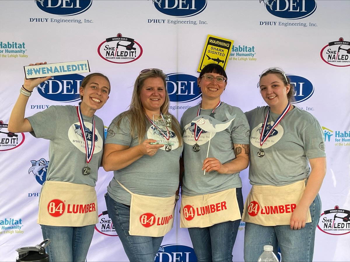 Congratulations to the D'Huy Hammerheads on their second place finish in the "She Nailed It!" competition supporting Habitat for Humanity of Lehigh Valley. Great job!
#dhuyengineering #HabitatforHumanityLehighValley #lehighvalleyhabitatforhumanity #communitycounts