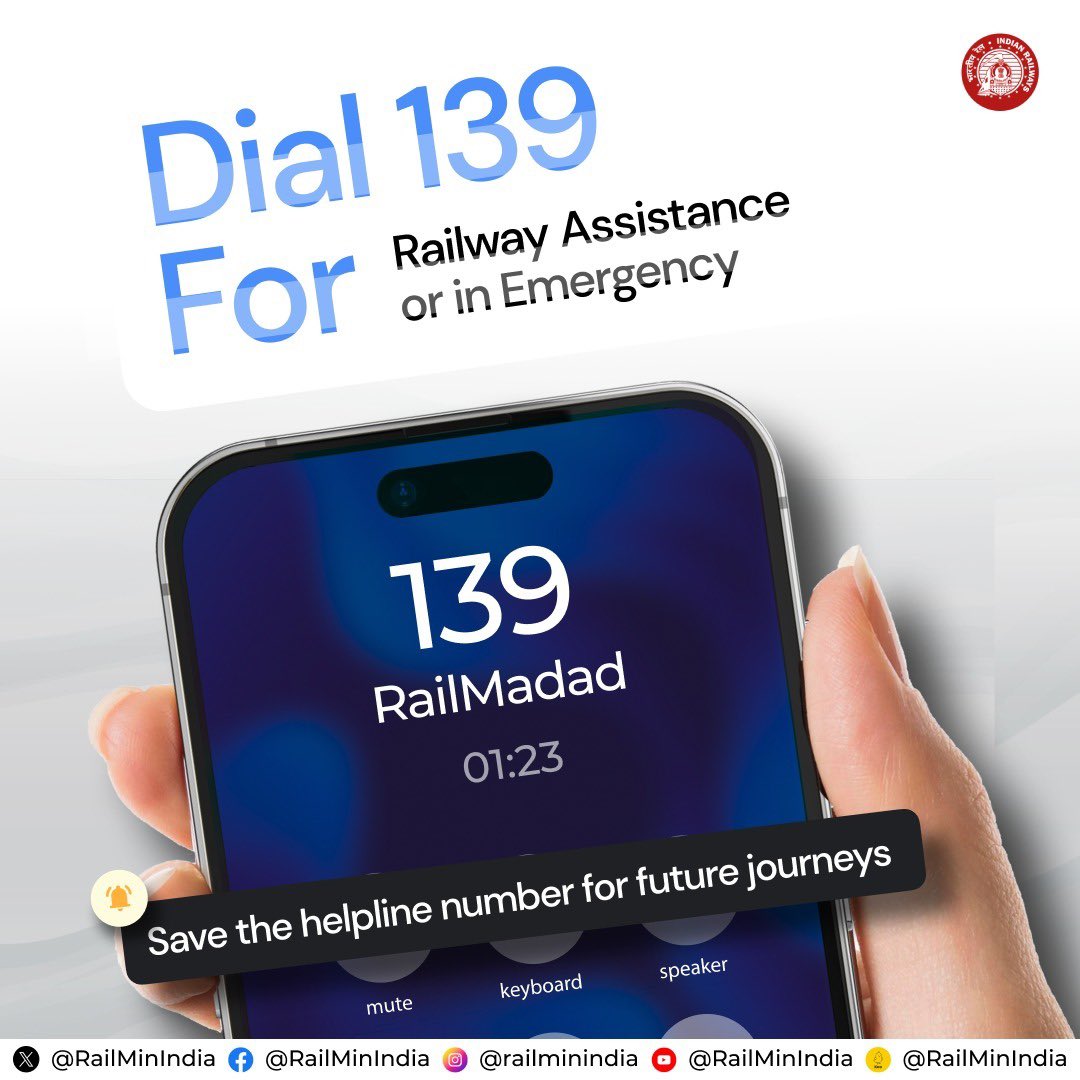 Address your travel-related queries on the RailMadad helpline number 139. Download iOS: apps.apple.com/in/app/railmad… Playstore: play.google.com/store/apps/det…