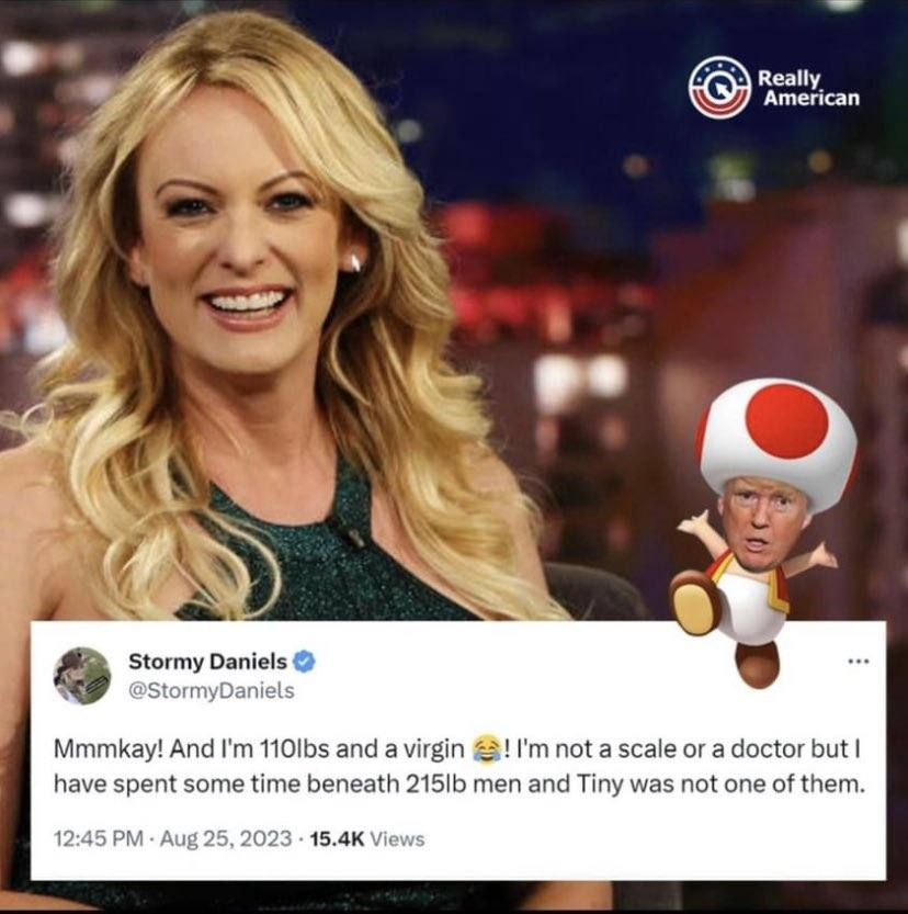I hope they make Stormy Daniels read her tweet at court. She got jokes.😃