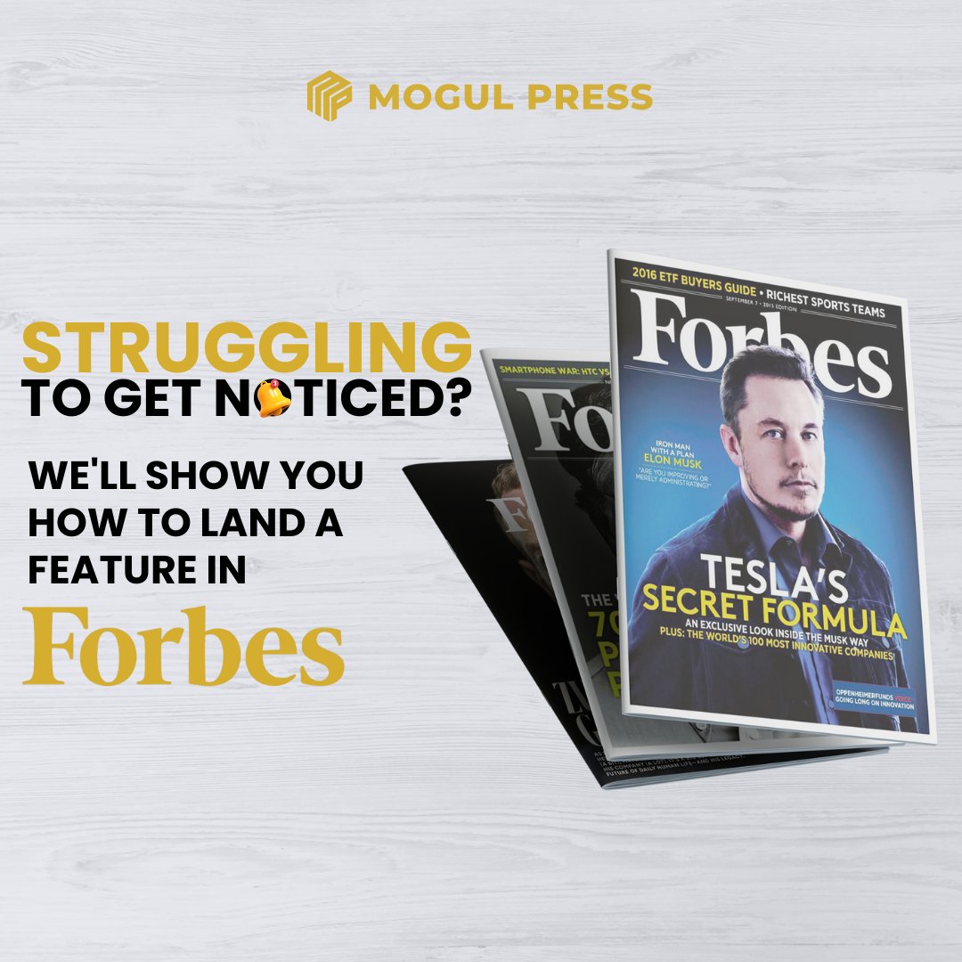 Long on dreams, short on media coverage? We’ve helped countless brands secure placements in top magazines like Forbes and Entrepreneur! 
See how can we do the same for you! #mogulpress #fhowtogetfeaturedonForbes #branding #publications #pragency