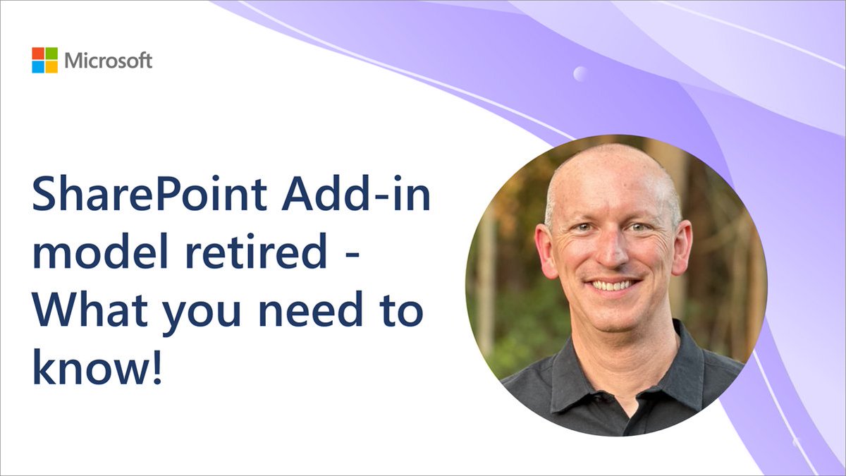 💡 Did you know that the SharePoint Add-in model is retiring in Microsoft 365?

@andrewconnell dives into the details, providing insights and implications for existing implementations.

📺 Watch now → msft.it/6015cbpeU

#SharePoint #Microsoft365Dev