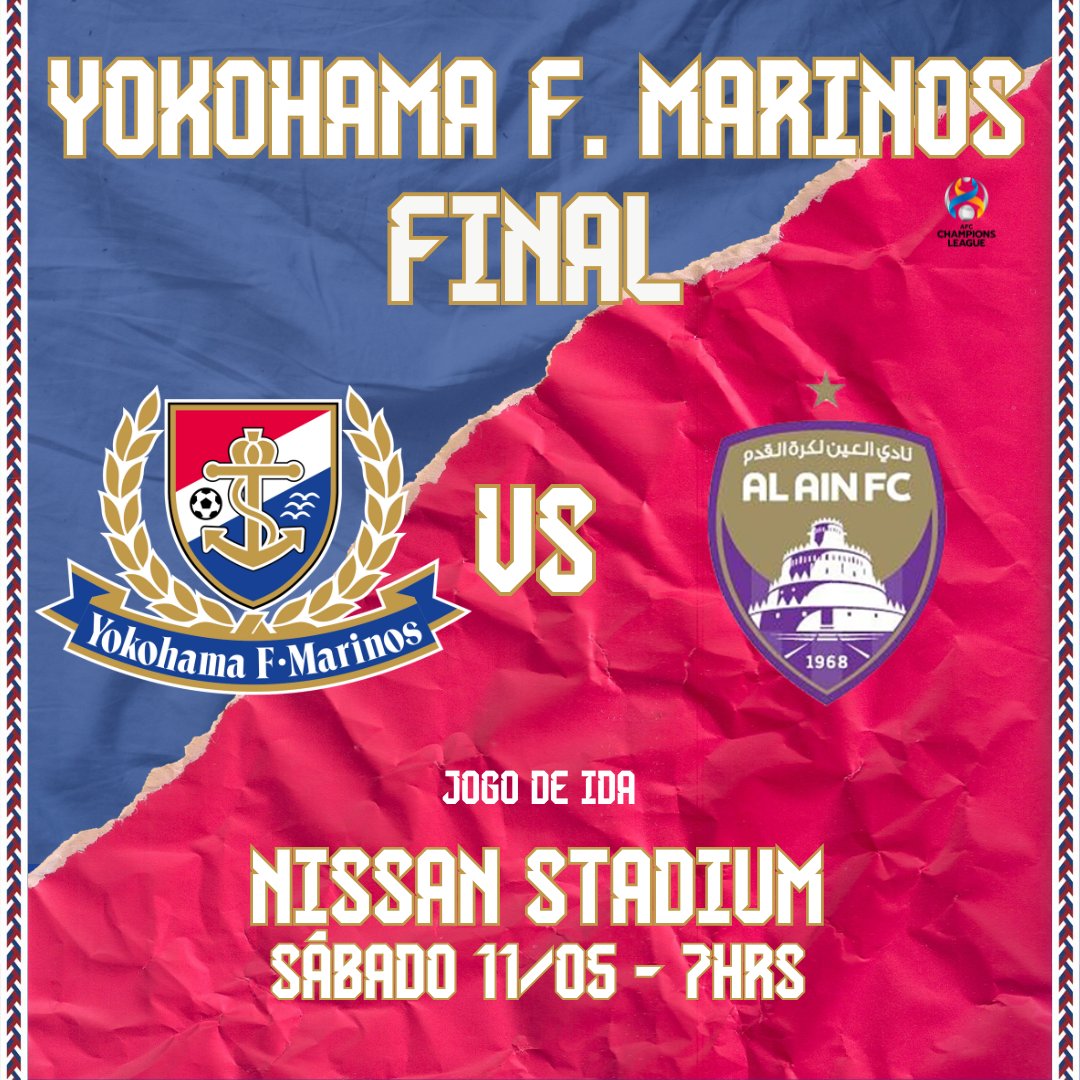 ESSA SEMANA TEM!!! O Yokohama F. Marinos começa a disputa pela inédita taça da AFC Champions League! O Tricolor de Kanagawa recebe o Al Ain, de Hernán Crespo, neste sábado às 7 da manhã!