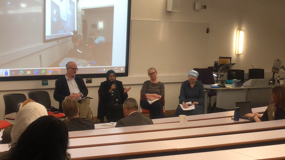 powerful 2nd panel community organisers in discussion with academic clergy from the three Abrahamic faiths discussing how the UN Faith4Rights can play out in practice - how faith led food banks and support for refugees and people who are homeless are rooted in #faith/belief