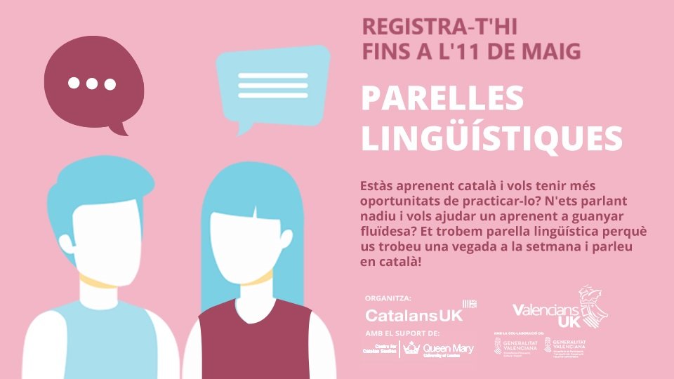 Do you live in the UK, are you learning Catalan and looking for someone to practice it with? Ets parlant nadiu de català, vius al Regne Unit i voldries ajudar un aprenent a guanyar fluïdesa? Et trobem parella lingüística! More info and registration form: docs.google.com/forms/d/e/1FAI…