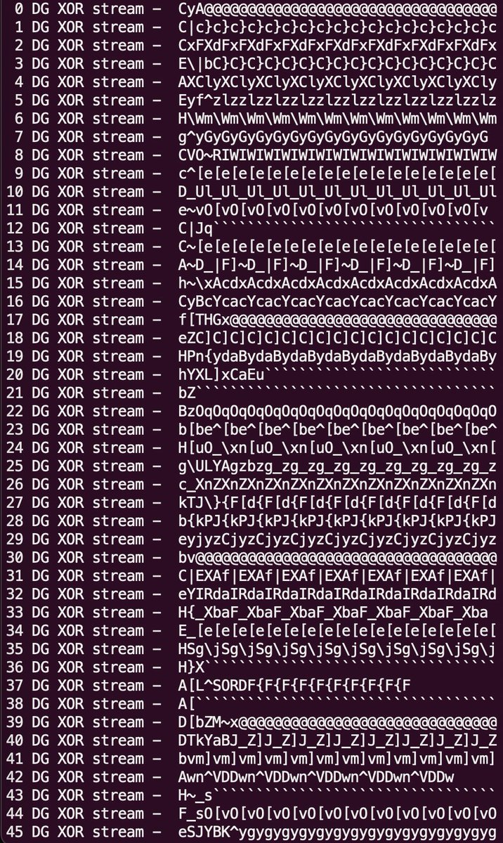 #DarkGate generated a stream of xor bytes for random keys and it does not look random🧐 🔄Falls into an endless repetition of one or a pair of bytes.