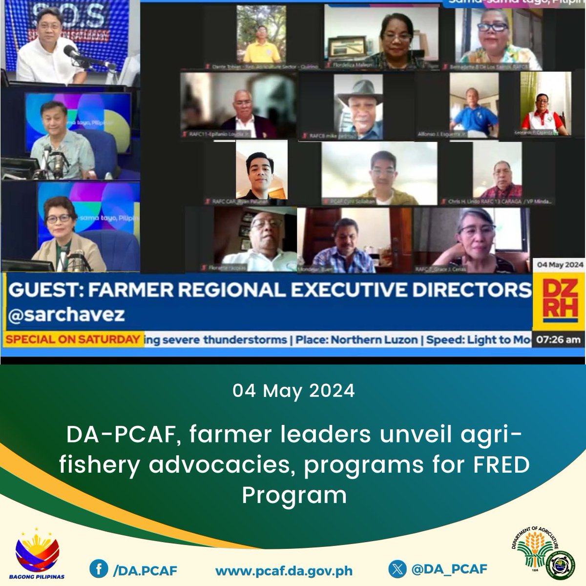 In a radio program hosted by Usec. Cesar Chavez on May 4, 2024, 11 RAFC Chairpersons unveiled their advocacies, programs, and projects as they assumed their role as Farmer Regional Executive Director (FRED) of DA-RFO for the entire month of May.