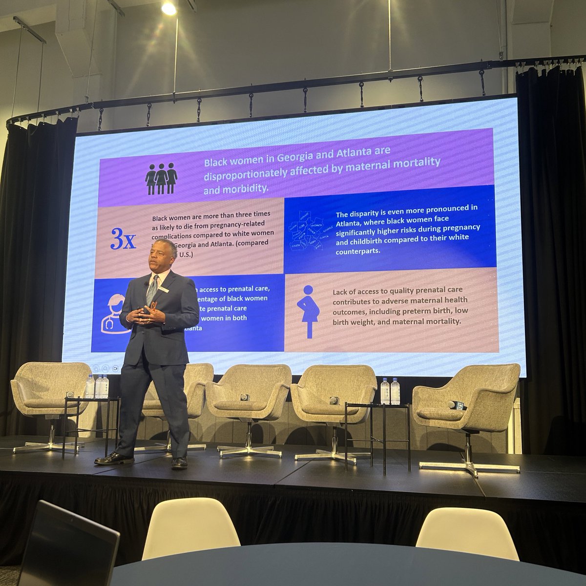 We’re at the Atlanta InForum this morning, discussing maternal health. VP of Strategic Partnerships Alvin Glymph is setting the stage for today’s discussion, discussing the state of Georgia’s maternal health and the disparities Black mothers face.