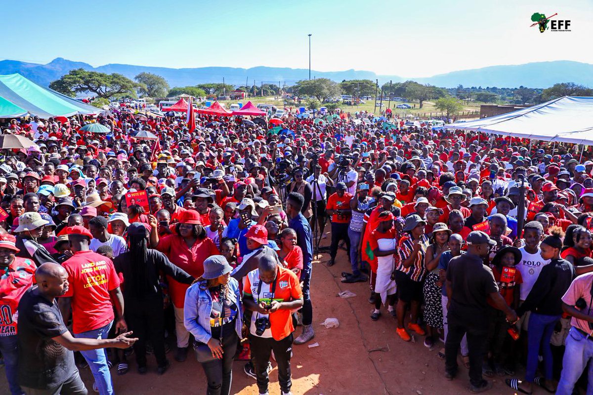 [IN PICTURES]: EFF Official deployed in Mpumalanga, TG @OmphileMaotwe and the EFF Provincial Chairperson in Mpumalanga, Commissar @collensedibe at the EFF Community Meeting in Bushbuckridge , convened by President @Julius_S_Malema