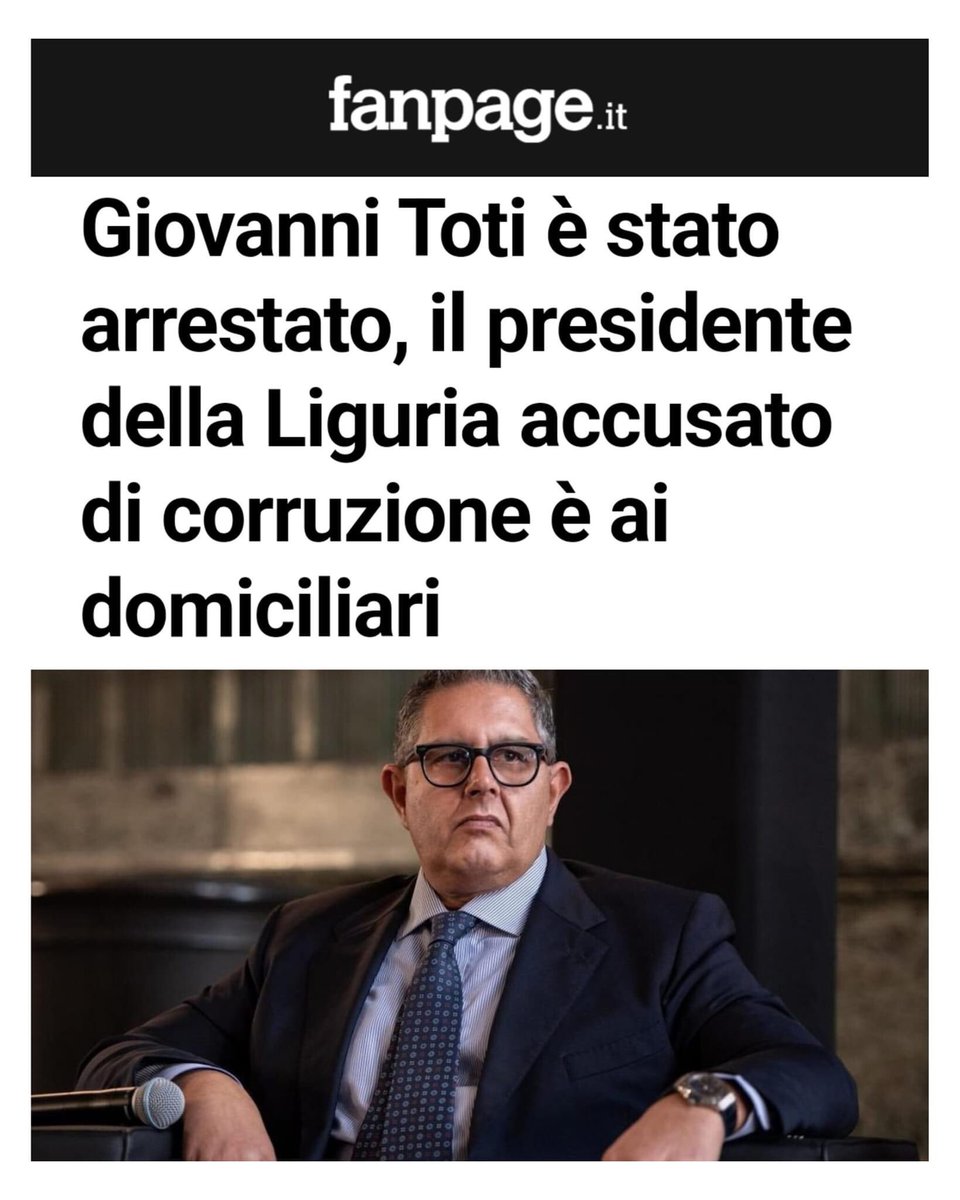 La giustizia farà il suo corso, serve però un giudizio politico. La commistione tra politica e imprese ha raggiunto livelli ormai insopportabili ed è una malattia da estirpare. In #Liguria è ora restituire la parola ai cittadini. #Toti