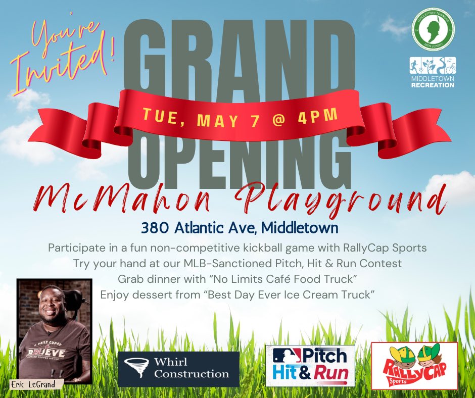 We hope to see you at the grand opening of McMahon Park’s fully-inclusive playground happening TODAY at 4 PM! 🥳🛝⚾️