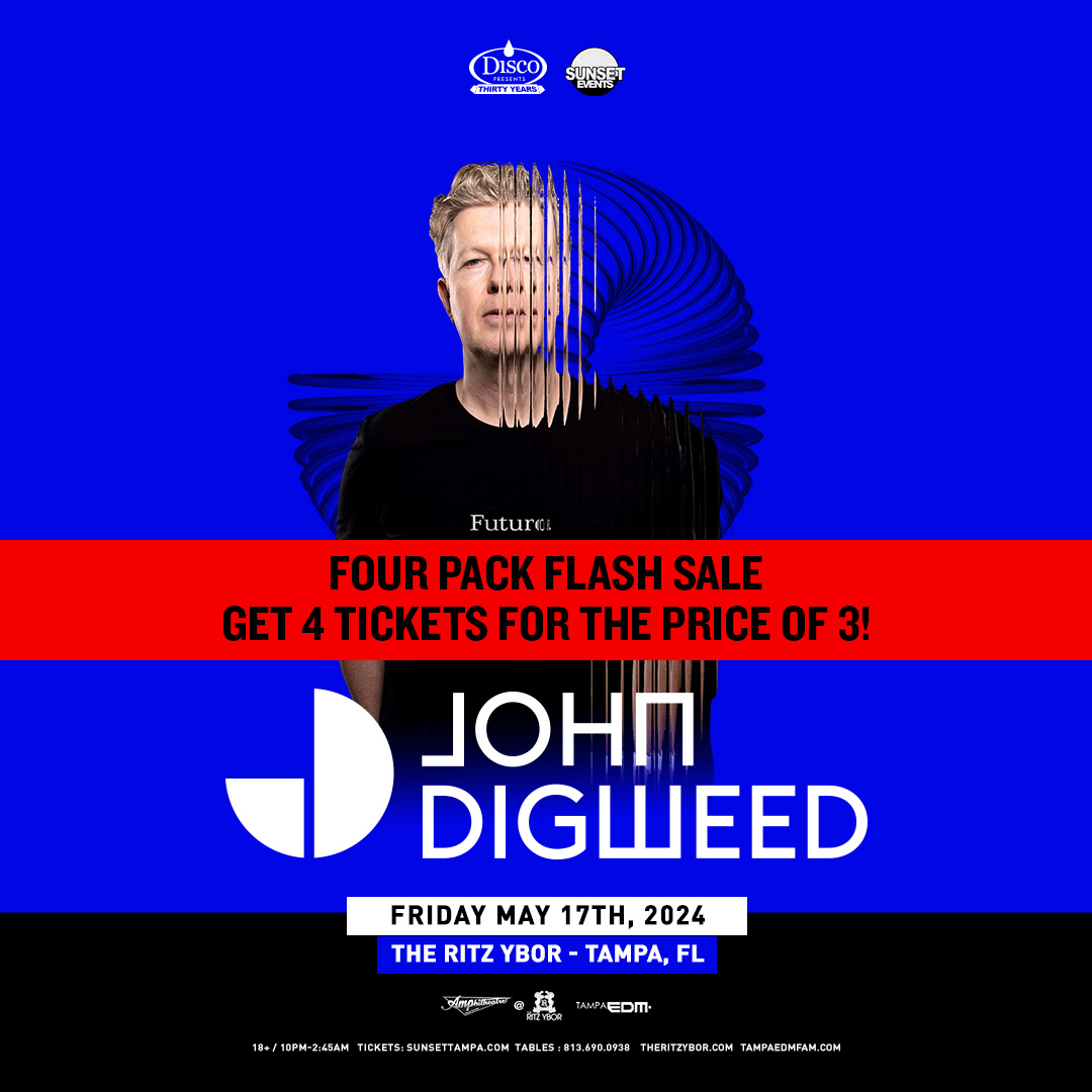 FLASH SALE! 🚨 Get 4 tickets for the price of 3 for @DJJohnDigweed next Friday at @theritzybor! Act now; this sale won't last long! 🔥 bit.ly/digweed0517