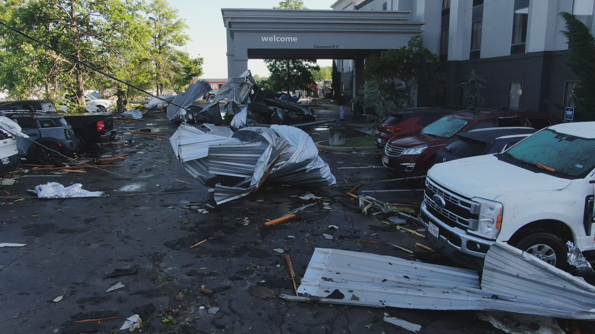 Images from the Hampton, Inn in Bartlesville, Oklahoma. These images are why its expressed so greatly to seek shelter. 2x4s like missiles! #OKwx