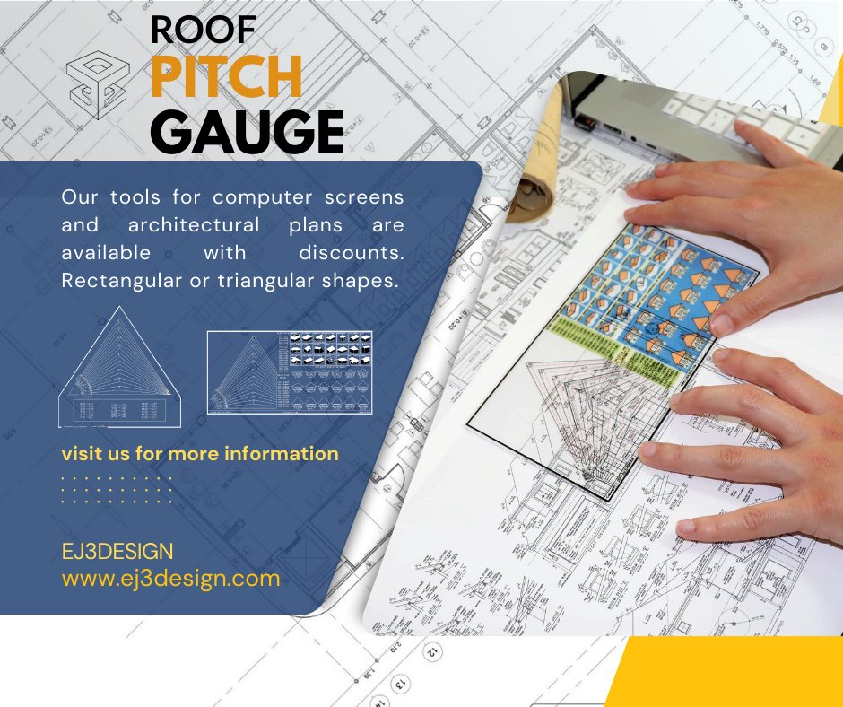 Need help with roof pitch? Discover our roof guide for computer screens and architectural plans!
discounts available for rectangular or triangular shapes.
ej3design.com
#roofpitchguide #roofpitchgauge #architecturalplans #ej3design #roofmeasurements #claimadjuster
