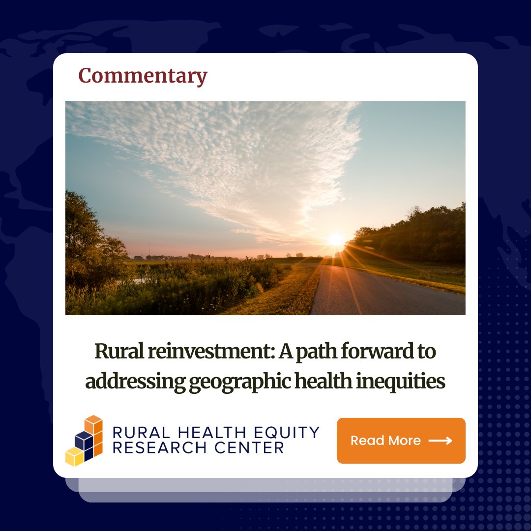 🚨 New commentary from the ETSU/NORC Rural Health Equity Research Center suggests looking at the strengths of rural communities to help leverage efforts to improve health and well-being. @WalshCenter @ETSUCPH onlinelibrary.wiley.com/share/author/B…