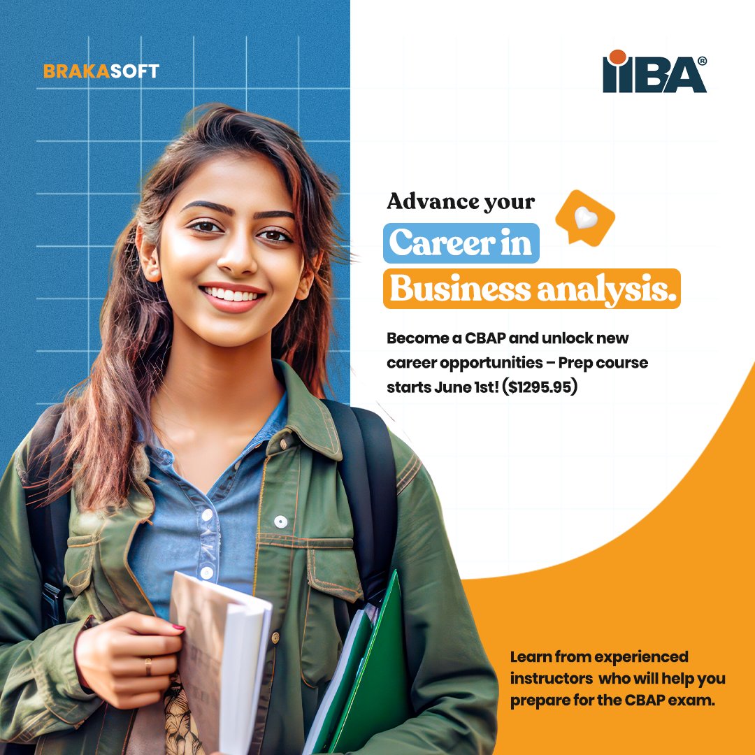 Stand out in the competitive business analysis field with the globally recognized CBAP® certification. Invest in yourself and your career with BrakaSoft's prep course.

Visit Now: brakasoft.com

#BrakaSoft #businessanalyst #careerdevelopment #IIBA #CBAP