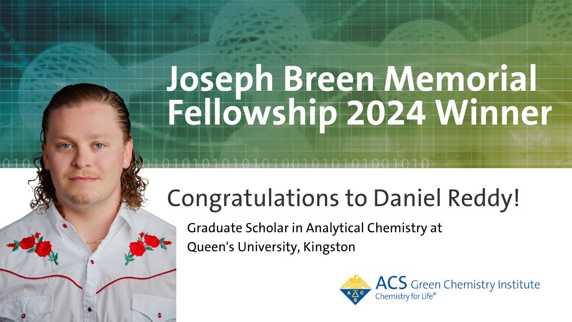 Joseph Breen Memorial Travel Fellowships sponsor international students to attend the annual #gcande conference and present their work. Daniel Reddy earned a 2024 Fellowship for his green analytical chemistry research @QueensU Congrats! brnw.ch/21wJxww 
#greenchemistry