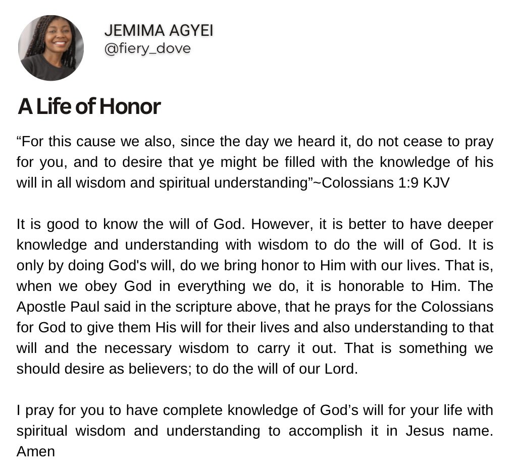 Daily manna from on high✨
#dailydevotional #dailymanna #messagesfromGod #honor