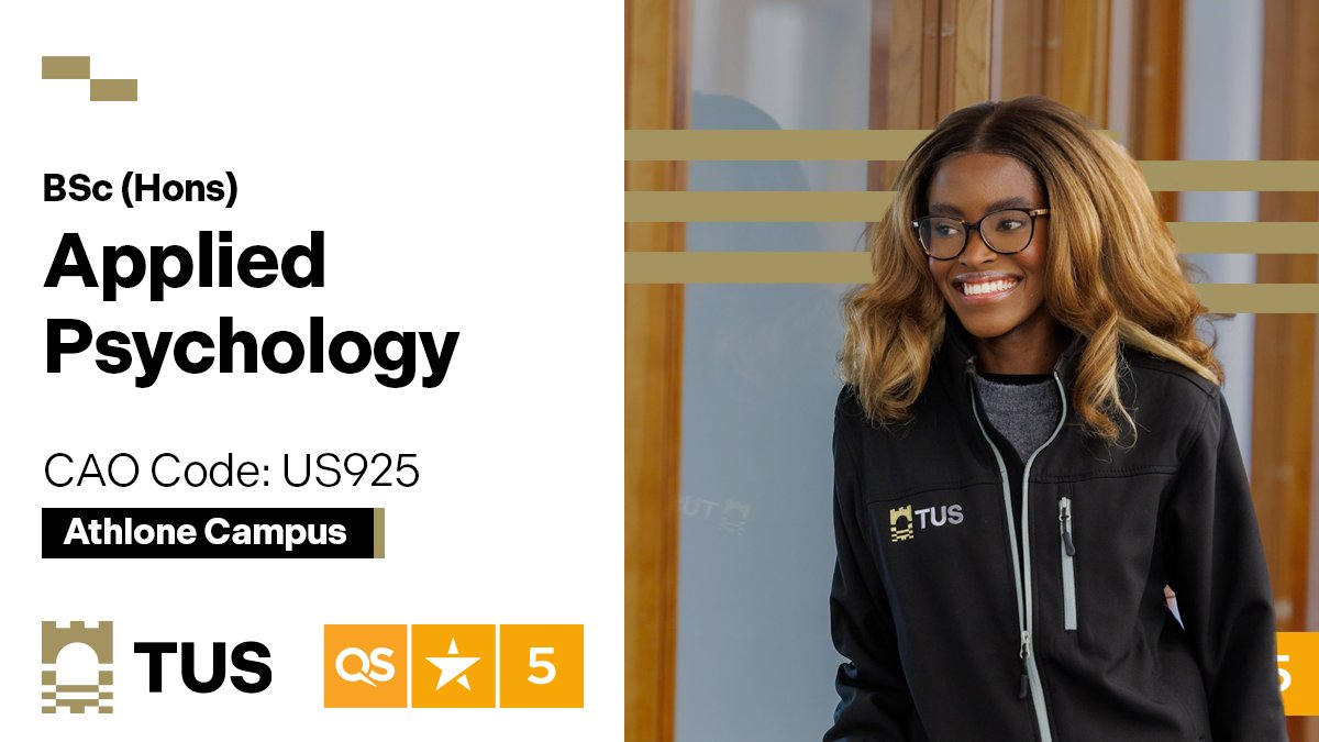 Applied Psychology | US925 | Athlone Our BSc in Applied Psychology is accredited by the Psychological Society of Ireland (PSI). The course will be relevant to anyone wishing to pursue a longer-term career in psychology. Learn more 👉tus.ie/courses/us925/ #StartWithTUS