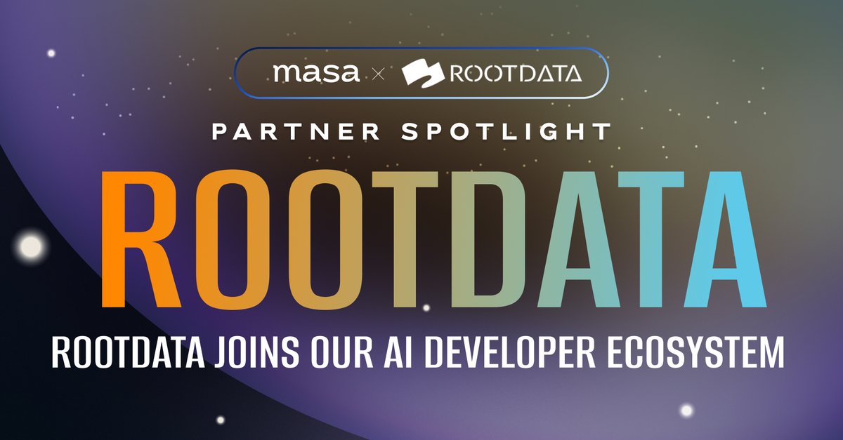 Masa x RootData: Partner Spotlight 🪐 RootData (@RootDataLabs) is building a more trustworthy #web3 data layer, making investing easier. Data aggregated by Masa Oracle node workers will be used to power trackers on RootData, surfacing trending projects loved by the community.