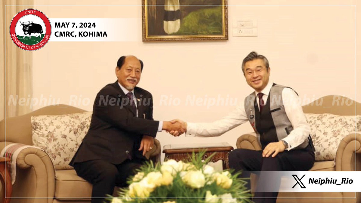 Neiphiu_Rio's tweet image. A warm welcome to Japanese Ambassador to India @JapaninIndia, Mr. Hiroshi Suzuki @HiroSuzukiAmbJP, on his return visit to Nagaland. Looking forward to strengthening cultural and diplomatic ties. I wish him, and his delegation, a pleasant stay.