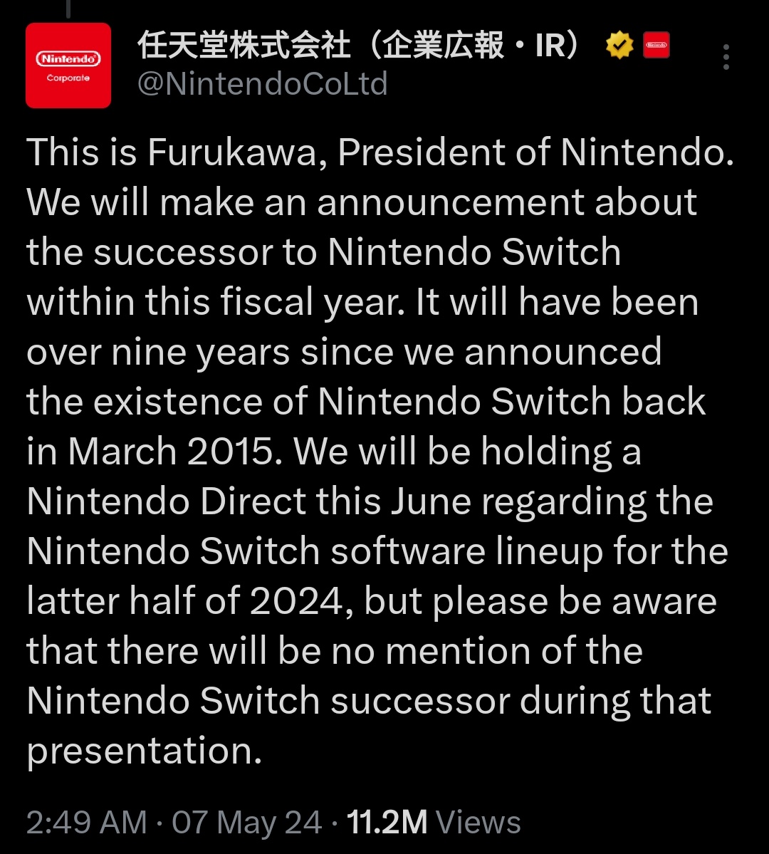 HMKilla's tweet image. THIS IS NOT A DRILL

NINTENDO LITERALLY JUSY ANNOUNCED THAT THE NINTENDO SWITCH SUCCESSOR WILL FINALLY BE ANNOUNCED SOMETIME THIS FISCAL YEAR