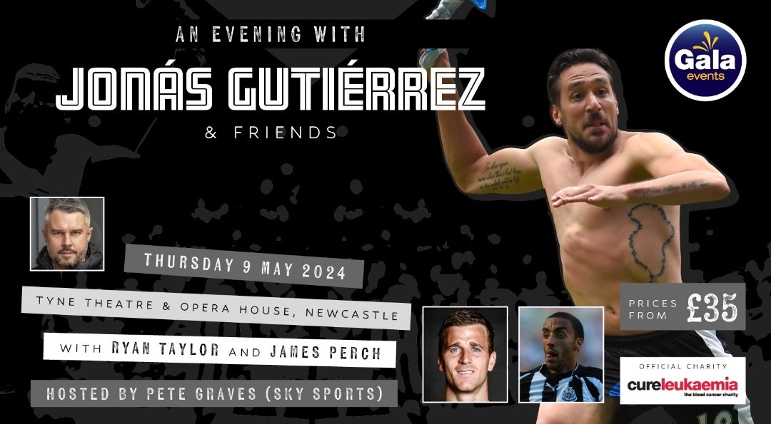 🚨 🇦🇷 We really want this to be a full-house for Jonas! There's still £25 tickets available for Thursday night! This is a once in a LIFETIME event to meet @elgalgojonas, @TaylorR1984 and James Perch, hosted by @PeteGravesTV. GET YOUR TICKETS NOW! galahospitality.co.uk/event/an-eveni… #NUFC