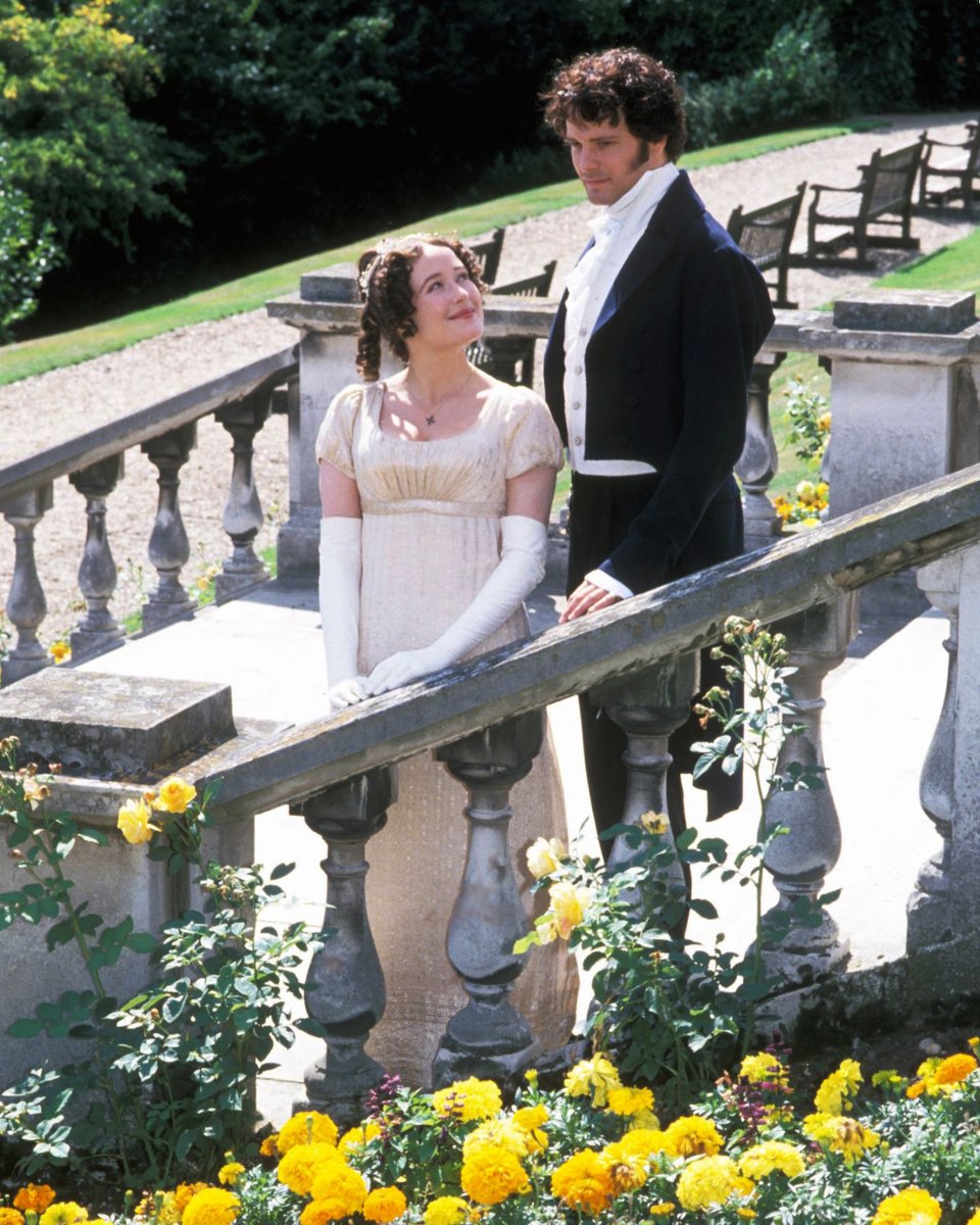 jennifer ehle as elizabeth bennet and colin firth as mr. darcy in pride and prejudice (1995)