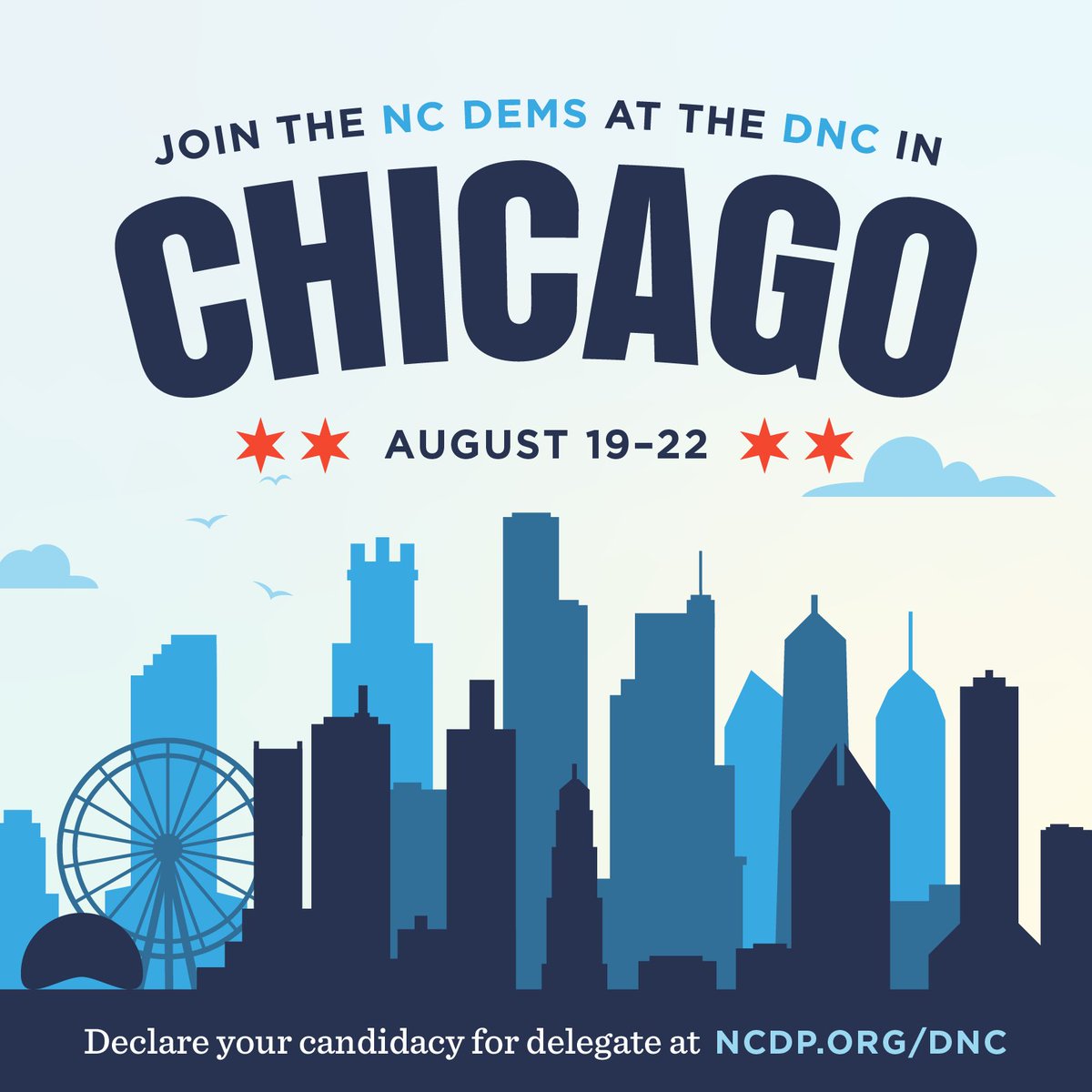 Still thinking about joining the North Carolina Dems in Chicago? Today is your last chance to apply! Sign up to run for delegate at ncdp.org/dnc.