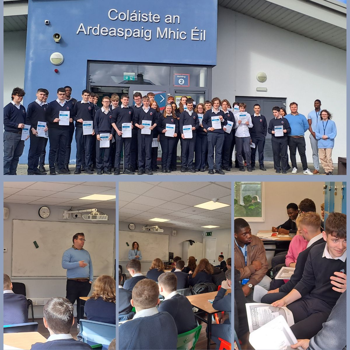 Well done to Transitions Optical volunteers Daragh Comiskey, Emmanuel Awoponle & Morgan for delivering an Interview Skills Workshop to the students @AMCHALETUAM. Many thanks to their teacher Tomas for making the session possible.  #inspiringyoungminds #volunteerappreciation