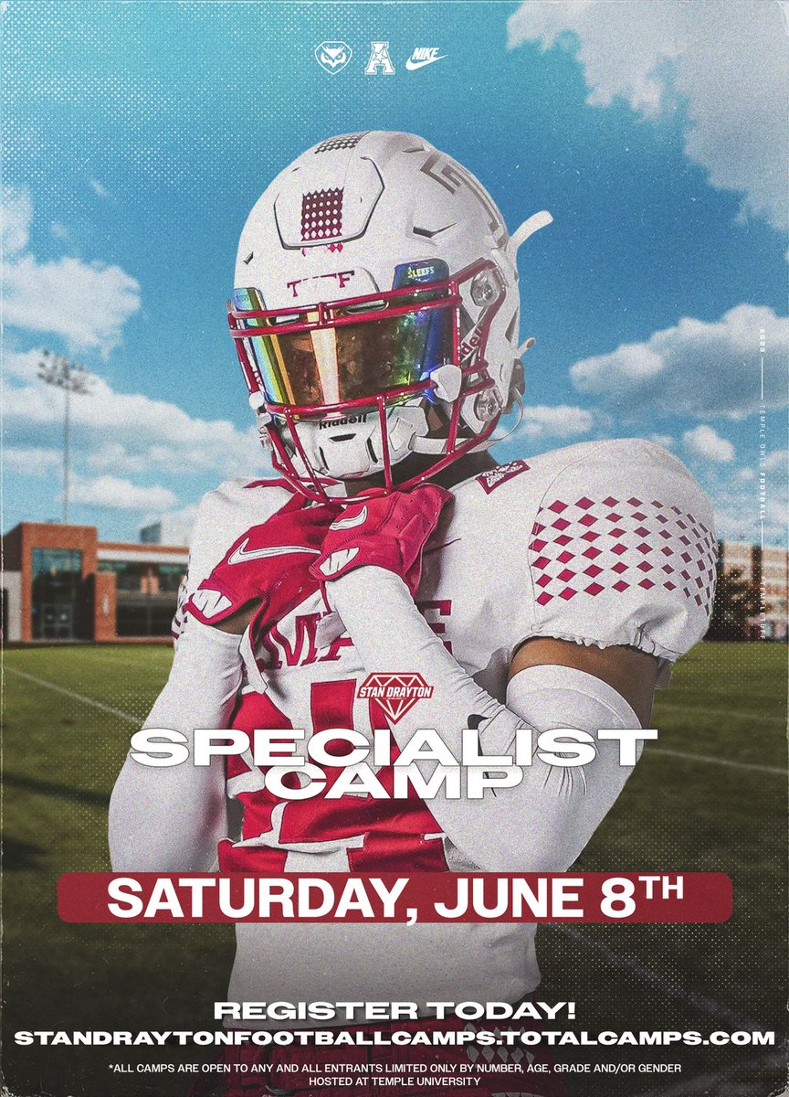 Calling all 2025 Kickers and Long Snappers - We want YOU 🫵 to come to our Specialist Camp on June 8! Come show why you are a 💎 on 10th & Diamond! #GoOwls 🦉